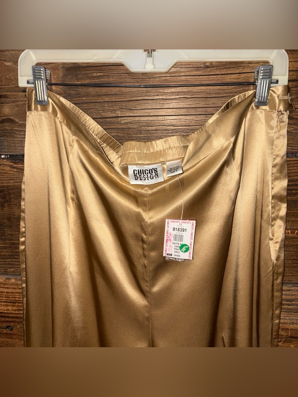 Y2K 100% Silk Chico’s Designs Trousers - Champagne Gold